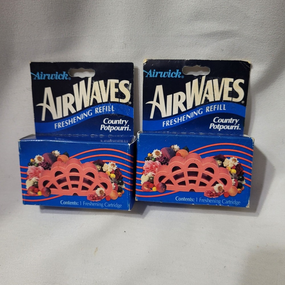 2- Vintage Airwick Airwaves Refill Country Potpourri 1992 Discontinued Cartridge